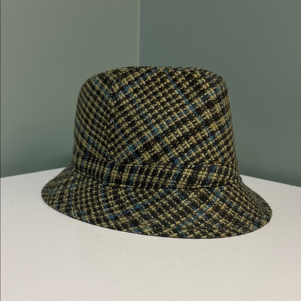 Plaid Bucket Hat - Brown and Blue